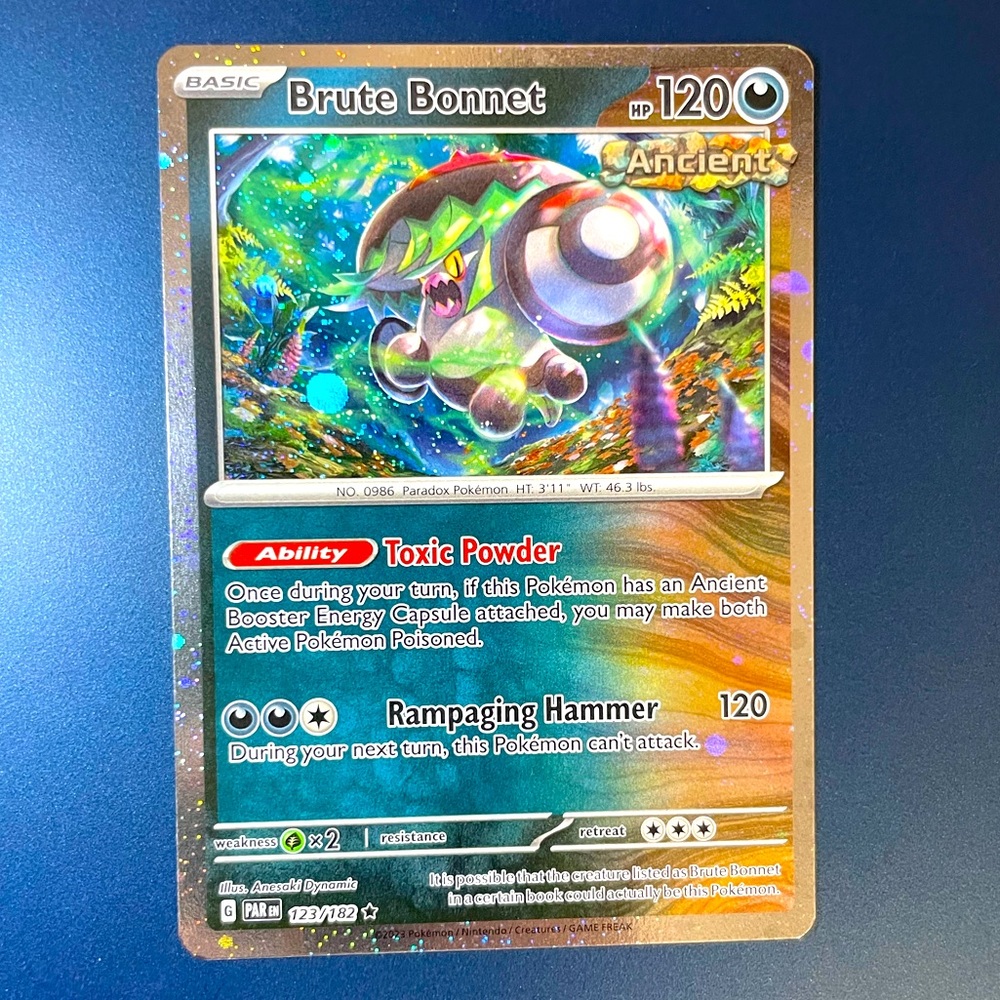 Promo Cosmos Foil Ultra Rare Brute Bonnet 123/182 Pokemon TCG Paradox Rift